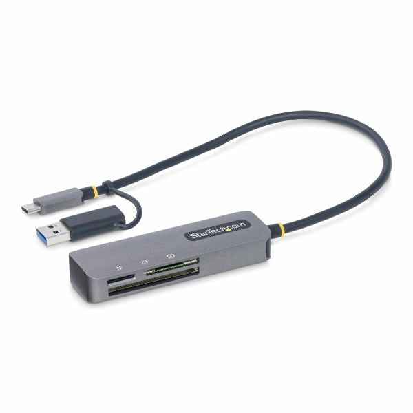Startech.com lettore di schede di memoria multimediale usb 3.0, lettore di schede sd/microsd/compactflash, adattatore portatile di schede usb 5gbps, lettore esterno di schede usb-c con adattatore usb-a collegato - FCREADMICRO3V2