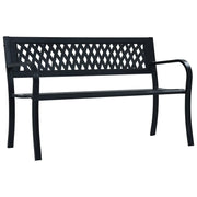Panca da giardino mobili da esterno terrazza 125 cm acciaio nero 02_0011233