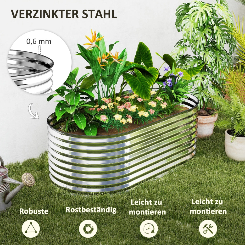 Vaso per piante in metallo con bordo di sicurezza ¨C zephmum ¨C grigio 160x80x56 cm