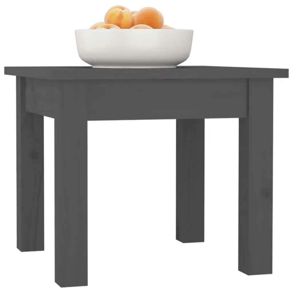 Tavolino da Salotto Grigio 35x35x30 cm Legno Massello di Pino 814221