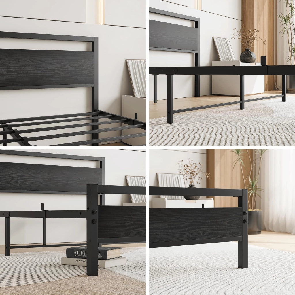 LETTO 140x200 cm con contenitore in MDF e metallo nero