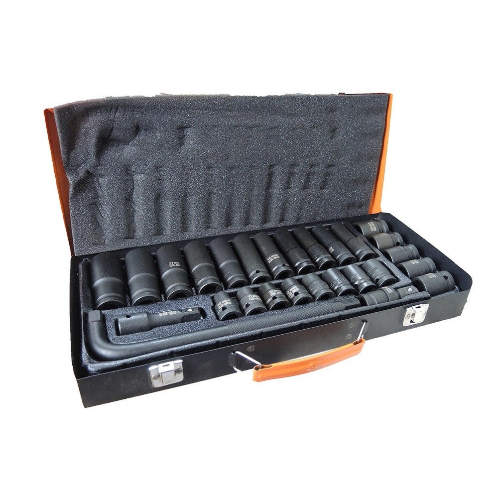 Trade Shop - Set Chiavi A Bussola Ad Impatto 27 Pz 1/2' Inserti Misti Chiave A L Mig-2045 -