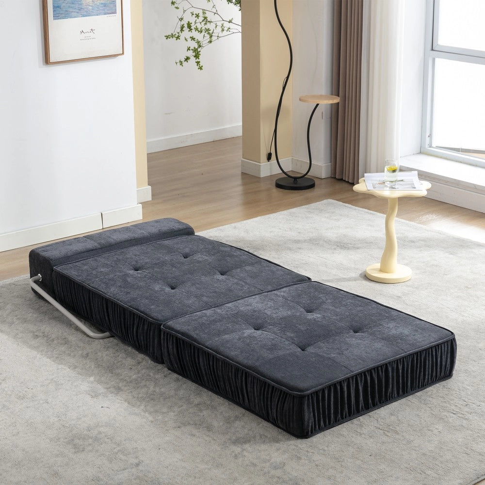 Divano Letto Futon Reclinabile ¨C Xylo ¨C Grigio, Tessuto, Cuscino Rimovibile