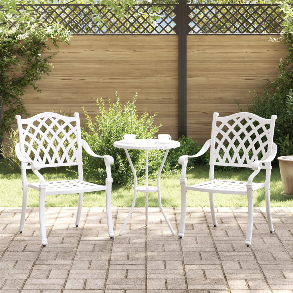 Sedia da giardino  2 pz bianca in alluminio pressofuso