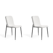 Set 2 sedie da pranzo Hispanohogar ferro e tessuto bouclé bianco 82×43×57 cm