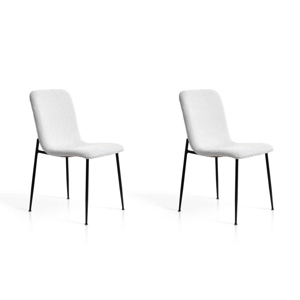 Set 2 sedie da pranzo Hispanohogar ferro e tessuto bouclé bianco 82×43×57 cm