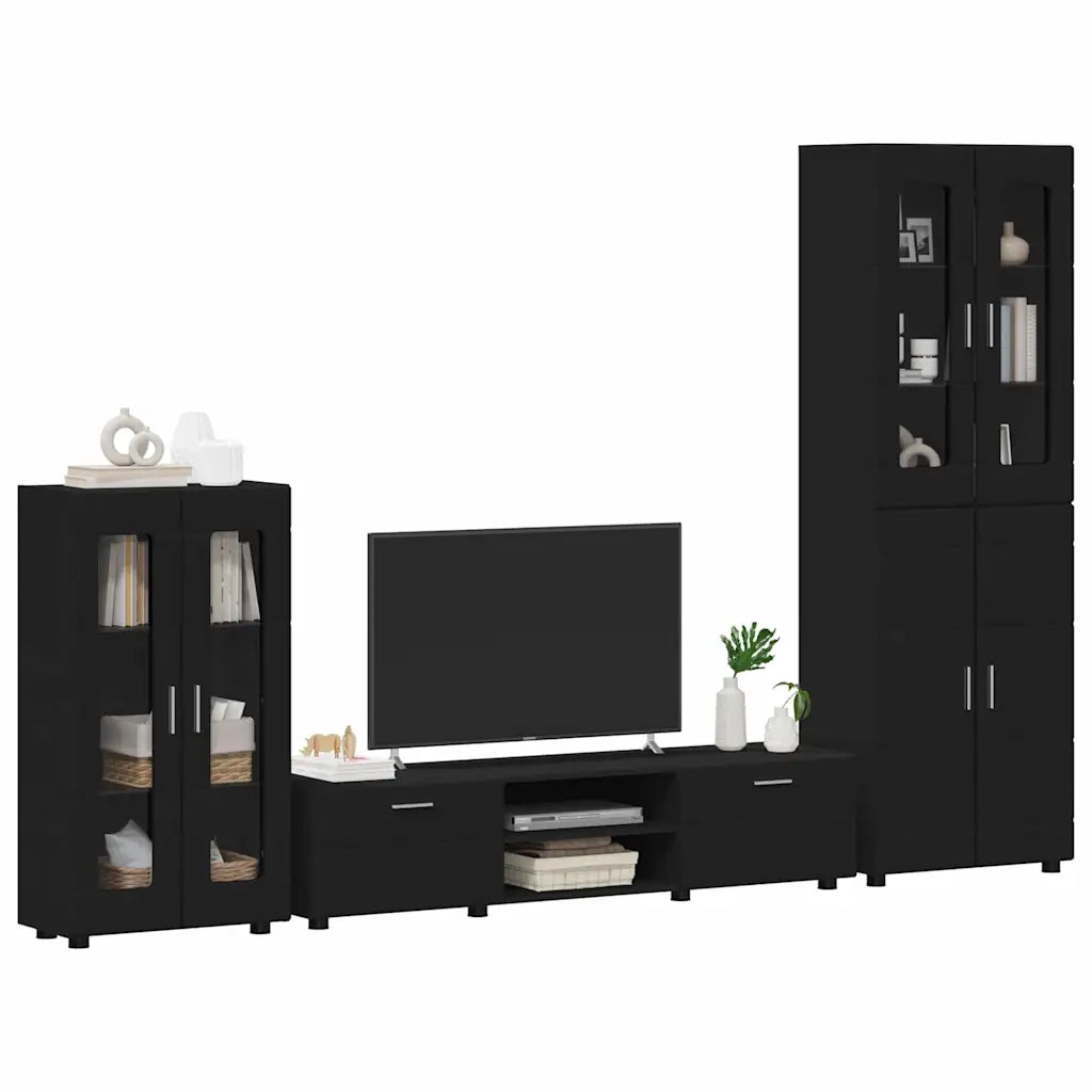 Set mobile TV con cassetto FLORIN 3 pcs Nero Legno multistrato