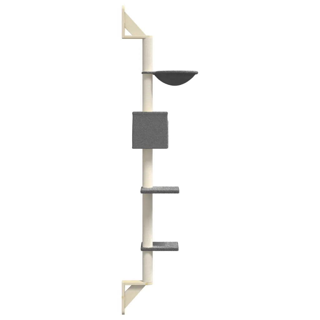 vidaXL Albero per Gatti con Tiragraffi a Parete Grigio Scuro 187 cm