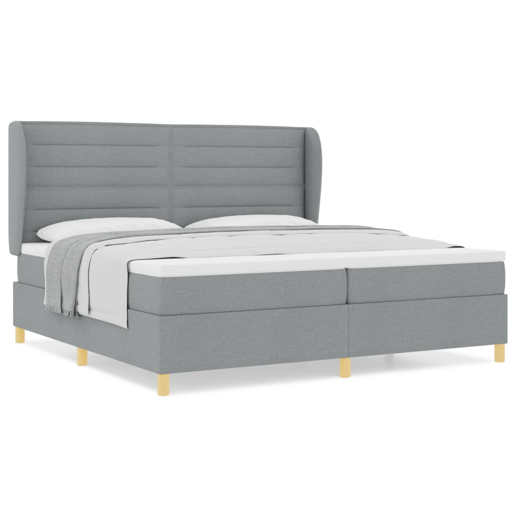 Letto con rete a doghe e materasso  - Grigio chiaro, 200x200 cm, Tessuto