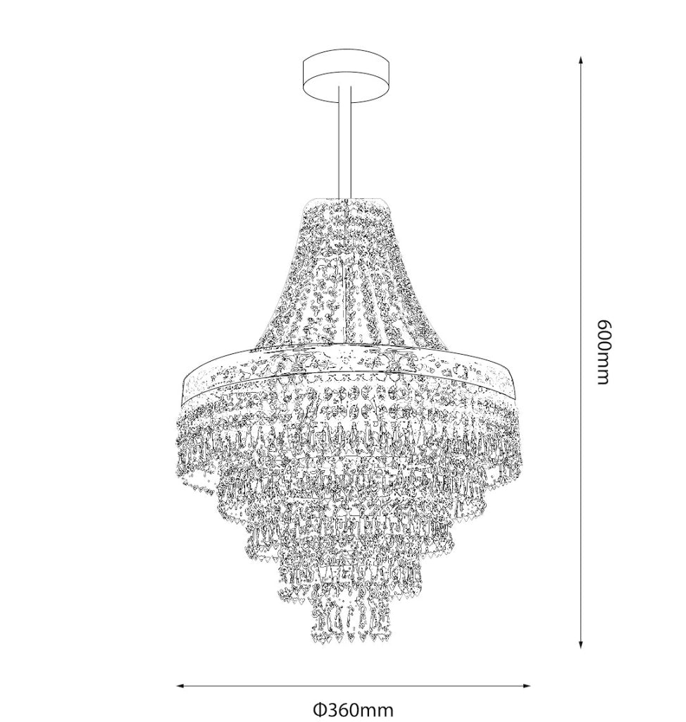 Lampadario glamour cristallo argento 3xE14 40W Coral Milagro