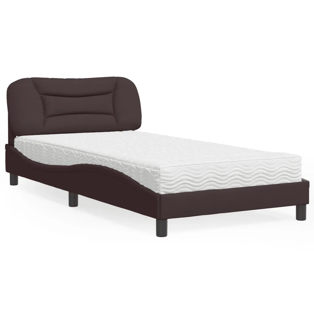 Letto con Materasso Hvar Marrone Scuro 100x200 cm in Tessuto 3208516