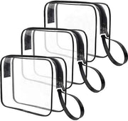 Set di 3 contenitori trasparenti, borsa cosmetica trasparente, zaino, borsa make-up, contenitori acqua-resistenti, zaino, contenitori per signore e signori, nero