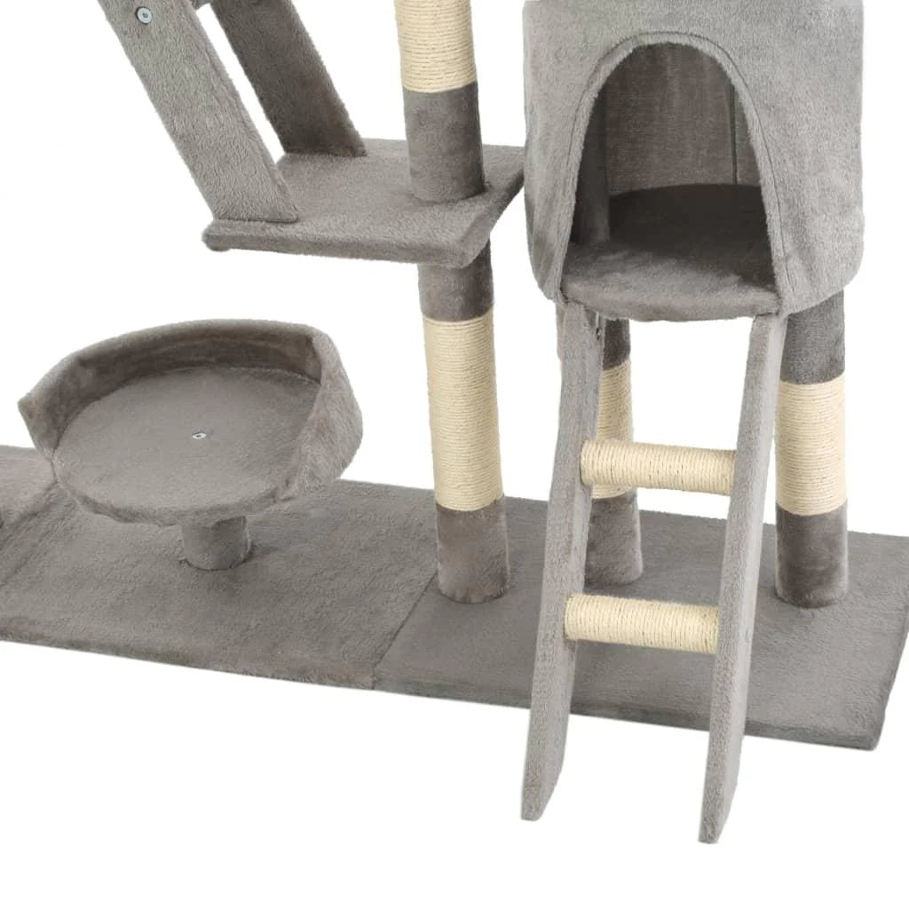Tiragraffi albero per gatti cuccia per gatti giocattolo peluche sisal 230-250 cm grigio 3702046