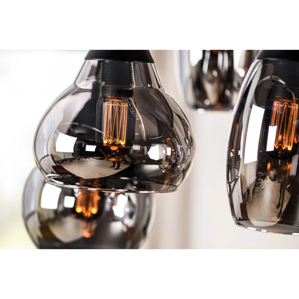 Lampadario a sospensione 6 luci H340 vetro fume'