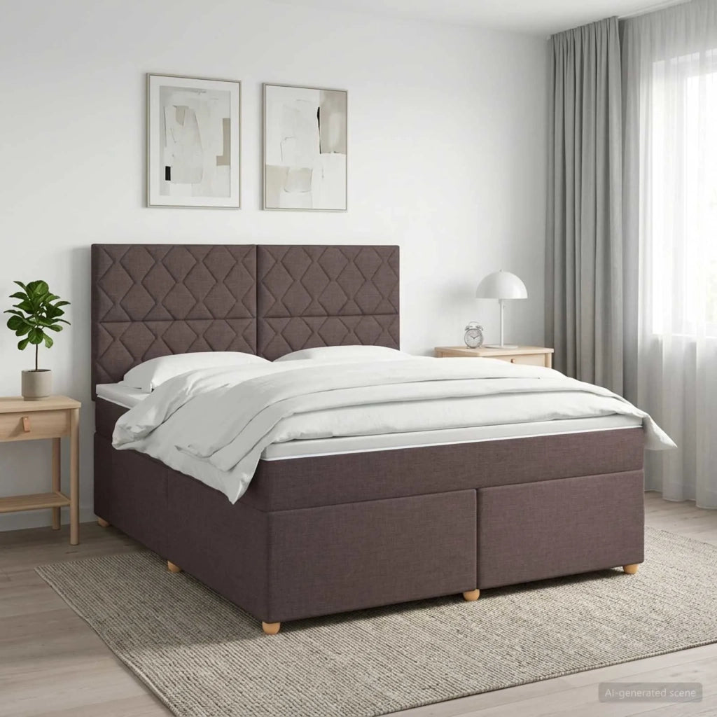 Letto box spring con materasso Marrone Scuro 140 x 190 cm 3453889