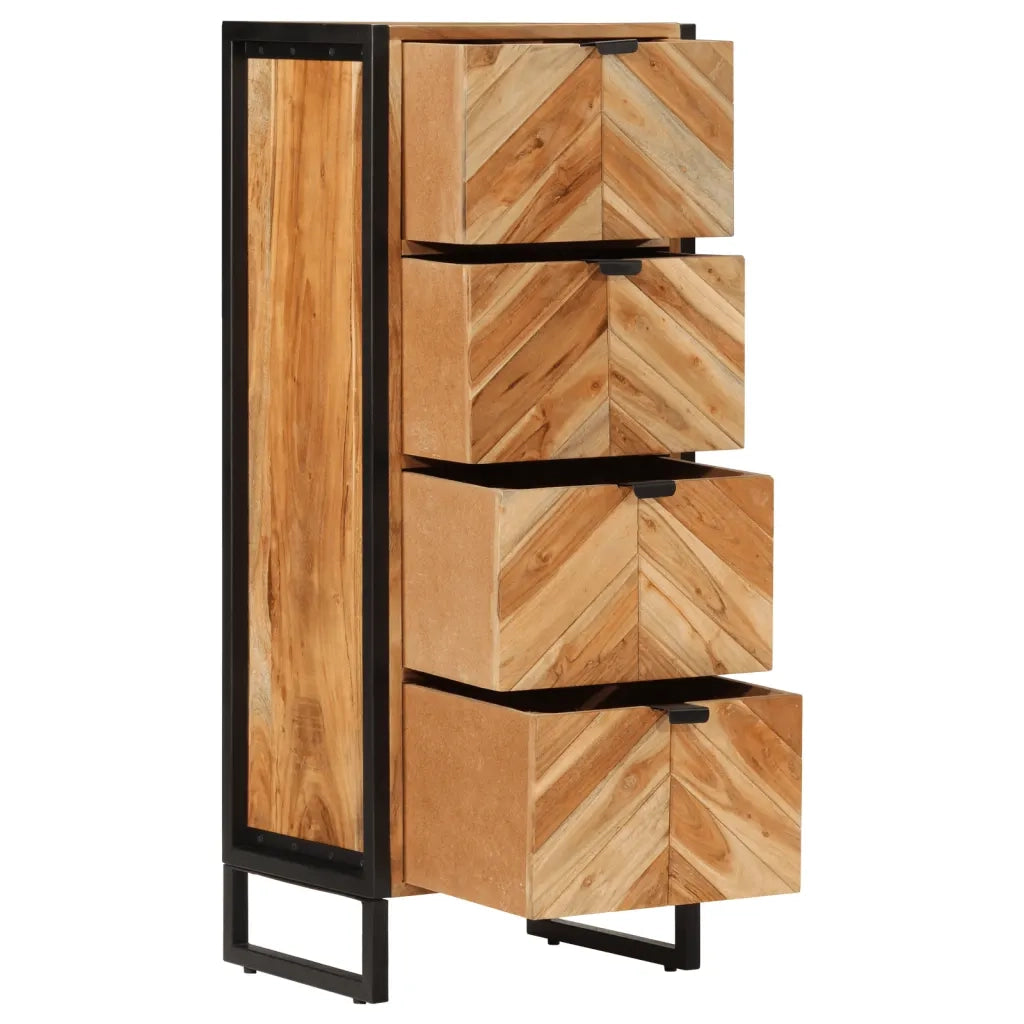 Mobile da Bagno 40x30x100 cm Legno Massello di Acacia e Ferro 372746