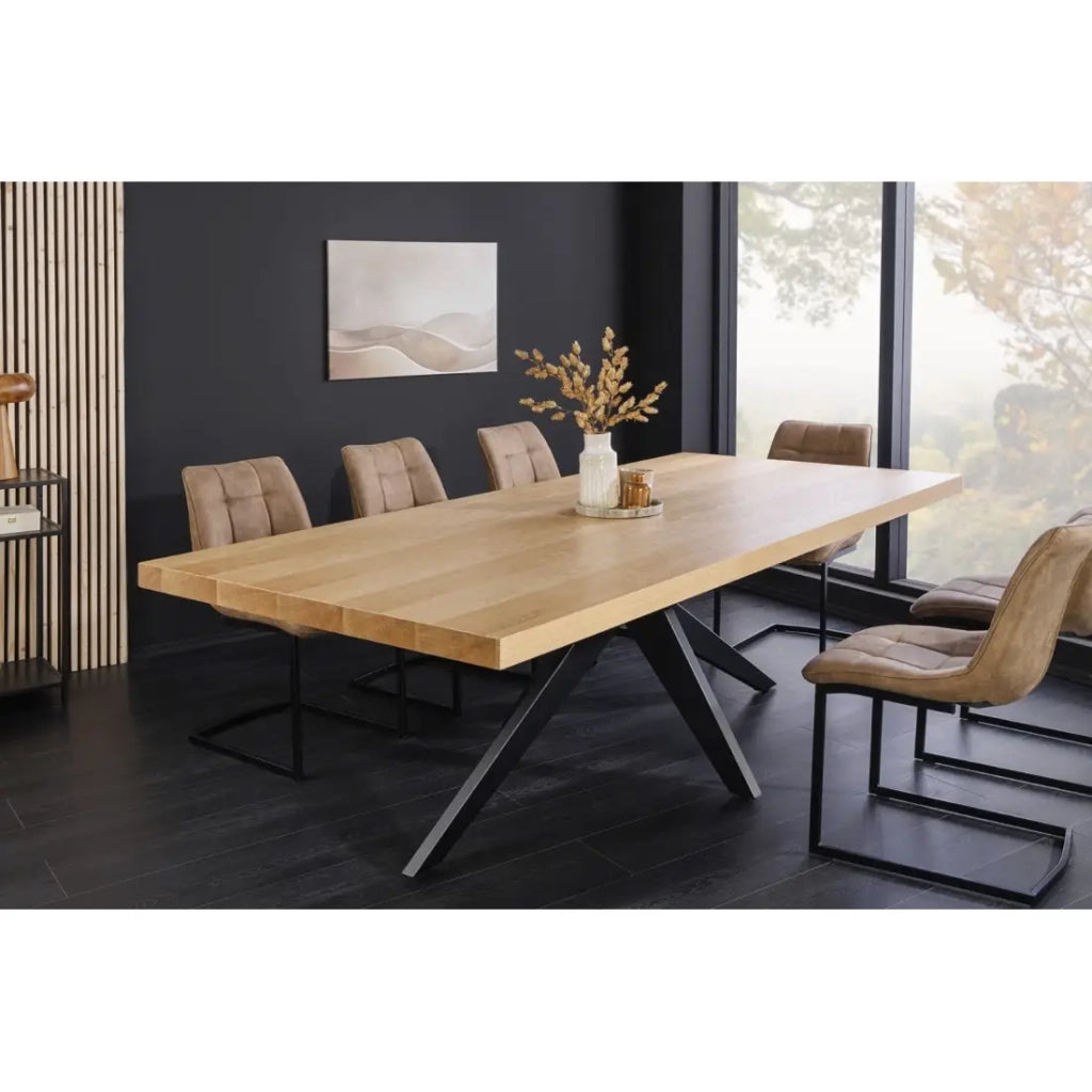 Tavolo da pranzo AZMA - Impiallacciatura di quercia e metallo - 240 cm - Stile moderno