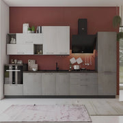 Cucina 360 cm antracite cemento fumo Pola Mira destra