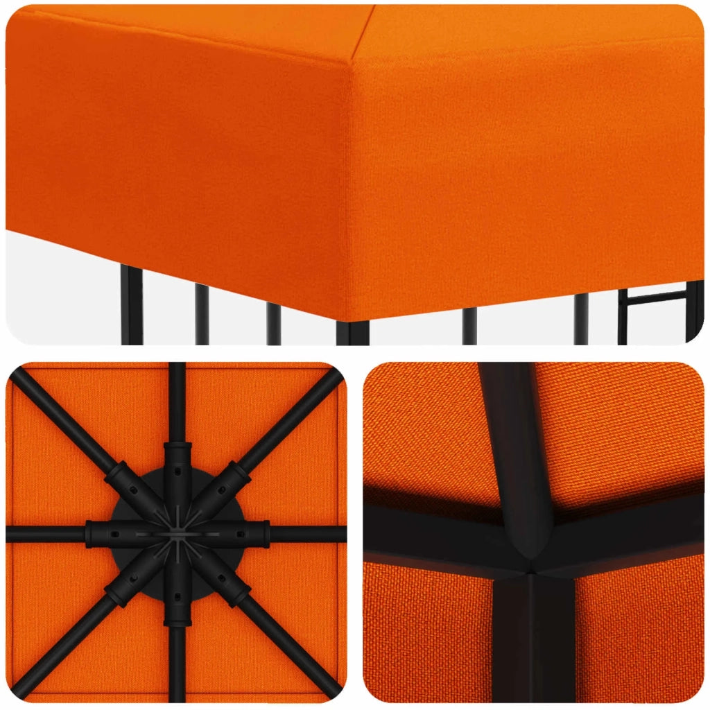 Gazebo | Pergolato 3 x 3 m Arancione Poliestere e Acciaio 190 gsm