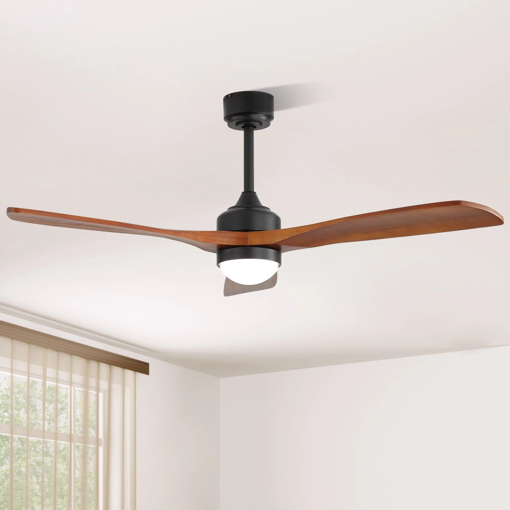 Ventilatore da soffitto 52 pollici con luce LED dimmerabile e motore DC, nero
