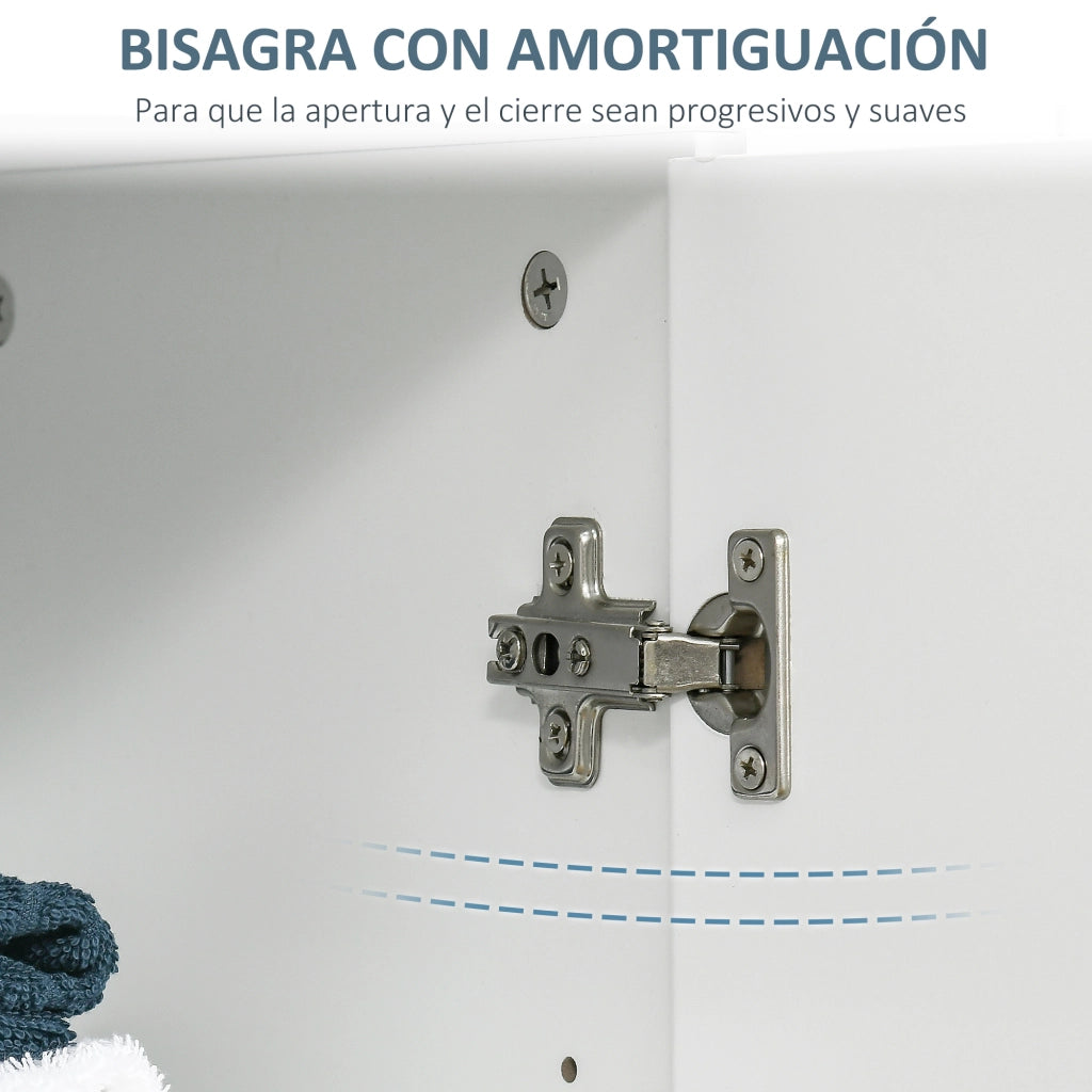 Mobile Bagno 2 Ante 2 Ripiani Aggiustabili ¨C zephmum ¨C Bianco 60x30x80 cm