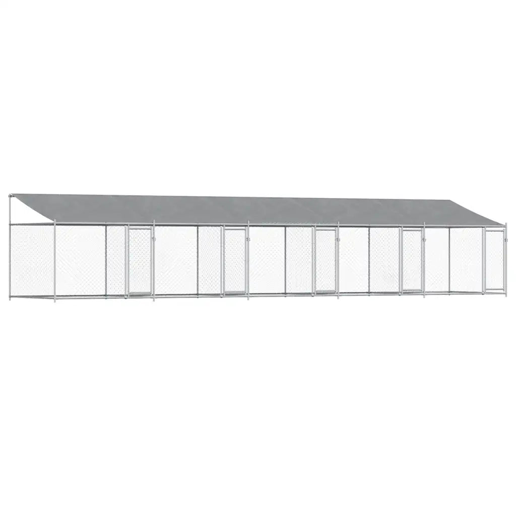 Gabbia Cani con Tetto e Porte Grigia 10x2x2 m Acciaio Zincato 3209566