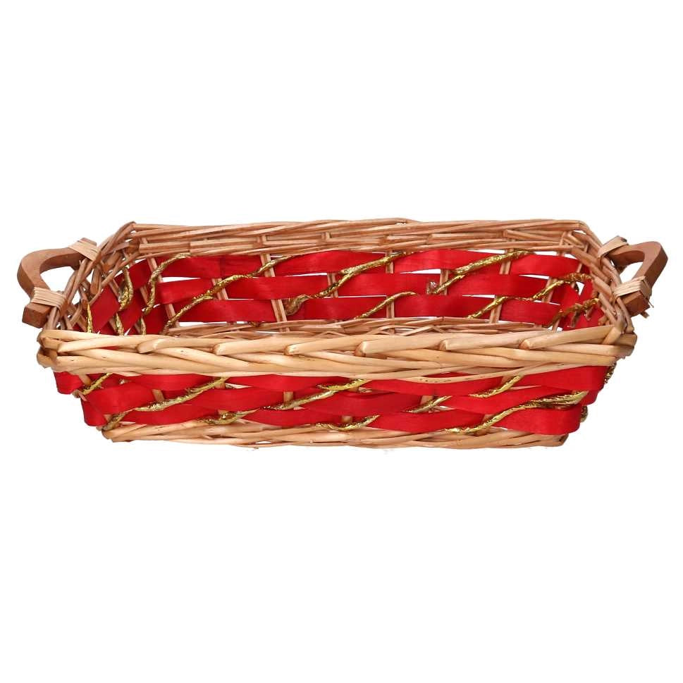 Cesta vimini rosso miele rettangolare cm48/52x36h13