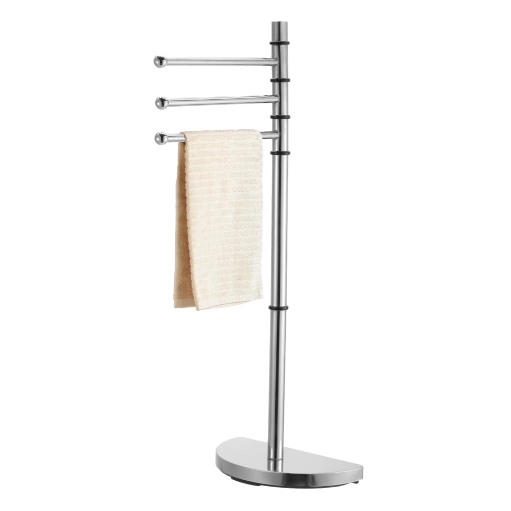 Accessori Bagno da Terra in Acciaio Inox – Piantana Porta Rotolo Carta Igienica con Scopino Water / Porta Salviette Multibraccio – Design Moderno Antiruggine, Base Stabile, Facile da Pulire Modello Eliana