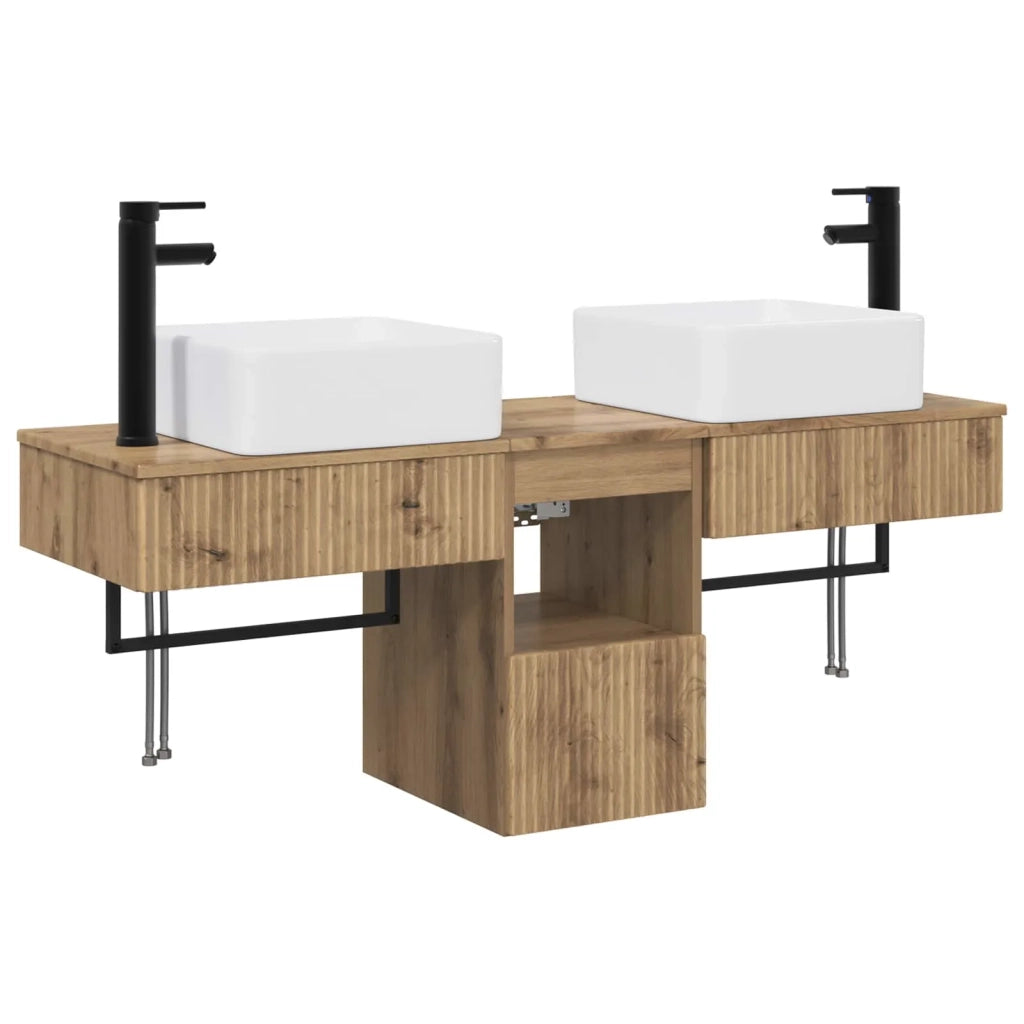 Set di mobili per il bagno 3 pz Rovere Artigianale 3405606
