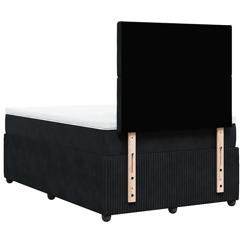 Giroletto a Molle con Materasso Nero 120x190 cm in Velluto 3292300