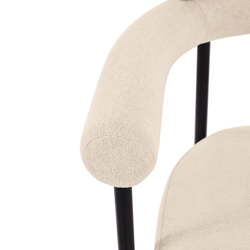 SEDIA imbottita in tessuto beige con struttura in ferro