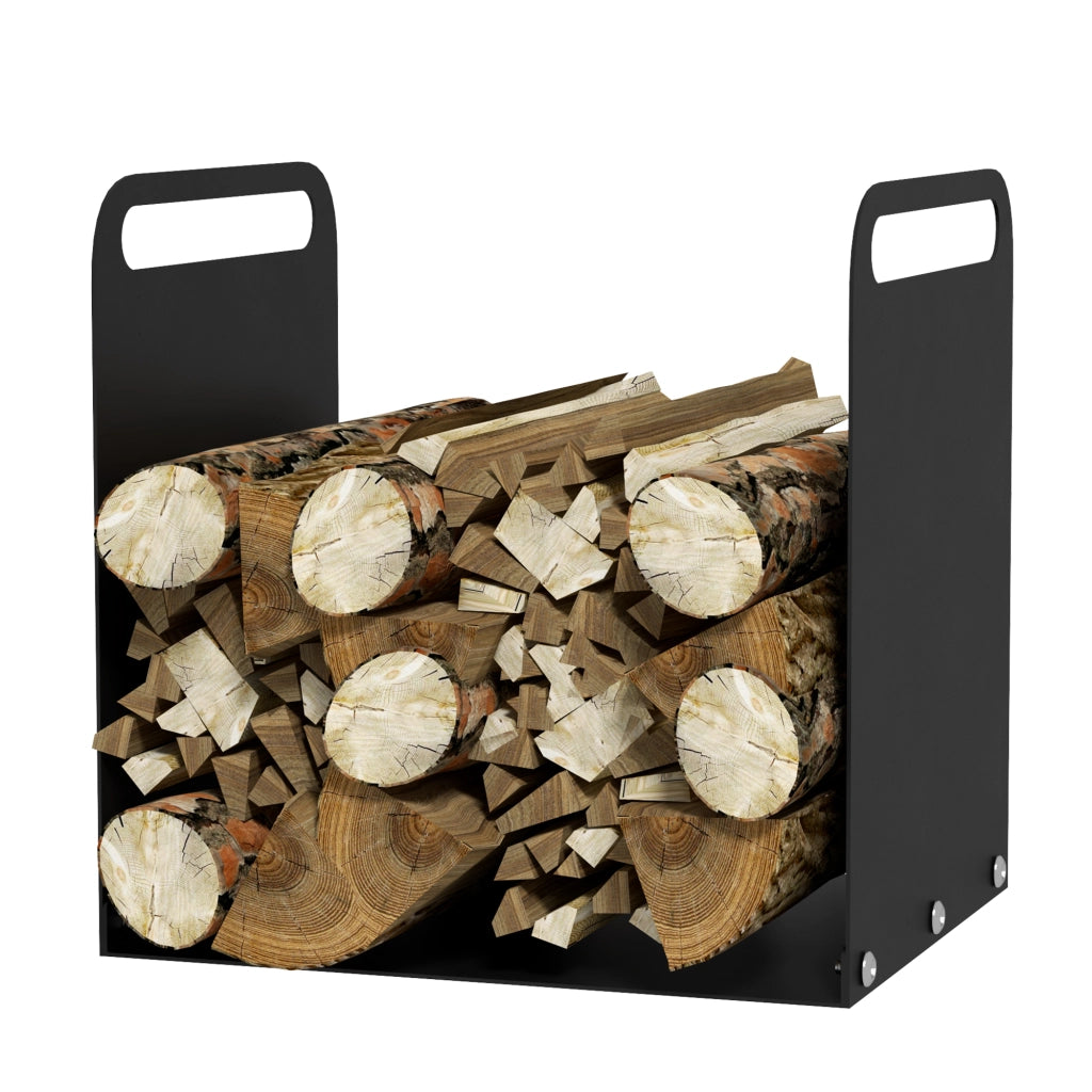 Supporto per legna da ardere con maniglie ¨C zephmum ¨C nero 36x30x36cm