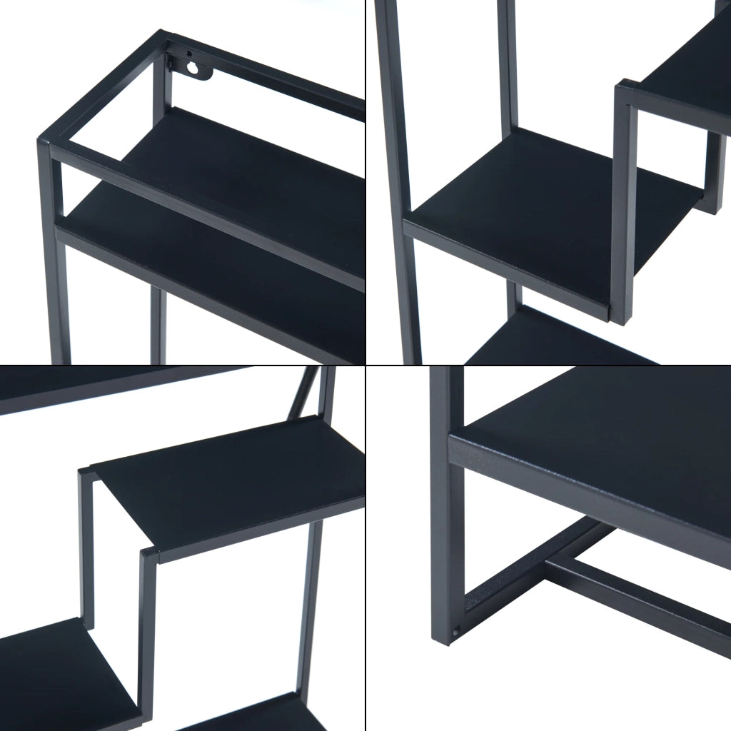 Scaffale dal design senza tempo per soggiorno/camera da letto mobiletto portaoggetti da parete 60 x 40 x 13 cm acciaio nero 03_0011300