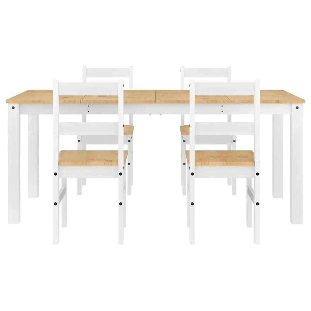 Set da Pranzo 5 pz PANAMA Bianco in Legno Massello di Pino 3345190