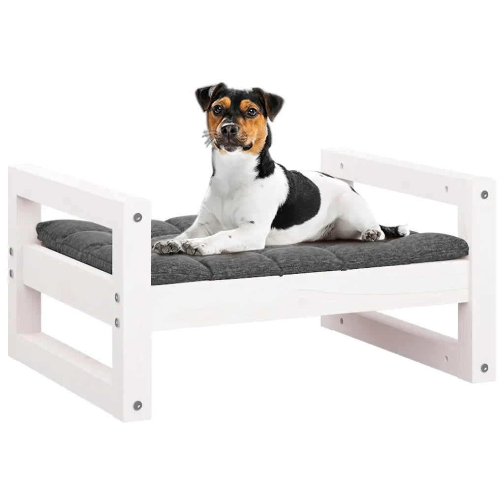 Cuccia per Cani Bianca 55,5x45,5x28cm in Legno Massello di Pino 821468