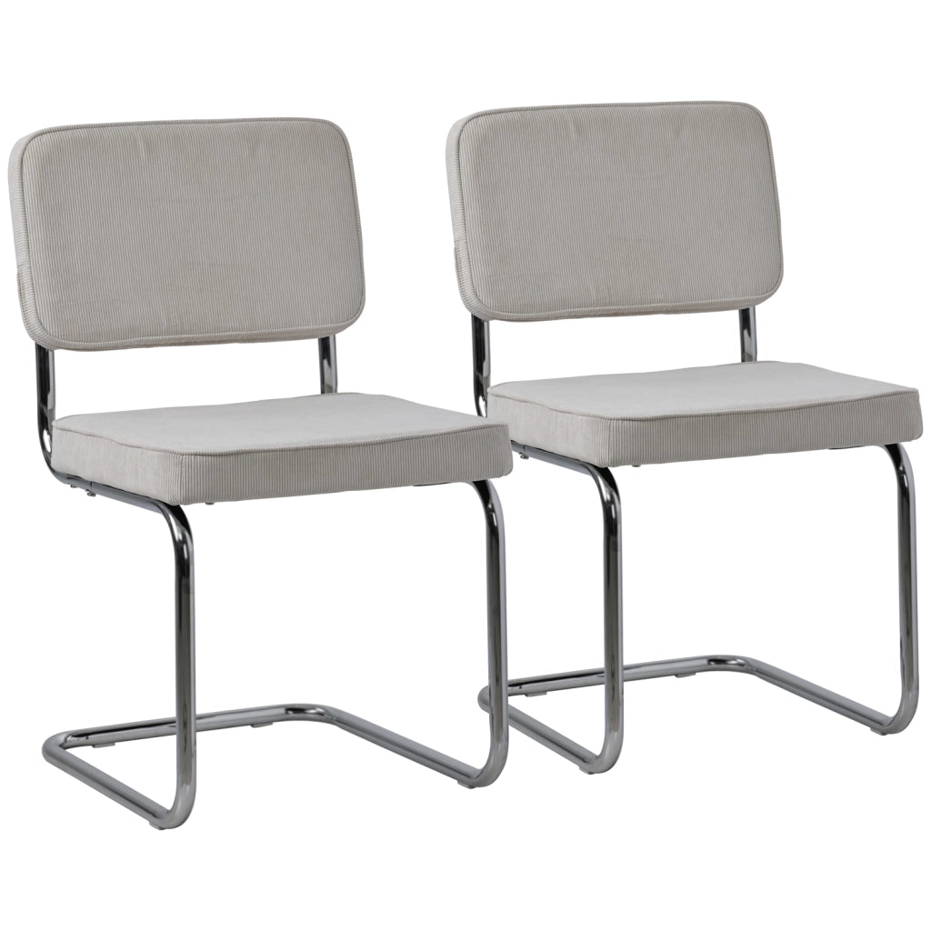 Set di 2 sedie a sbalzo MARIA in velluto a coste beige