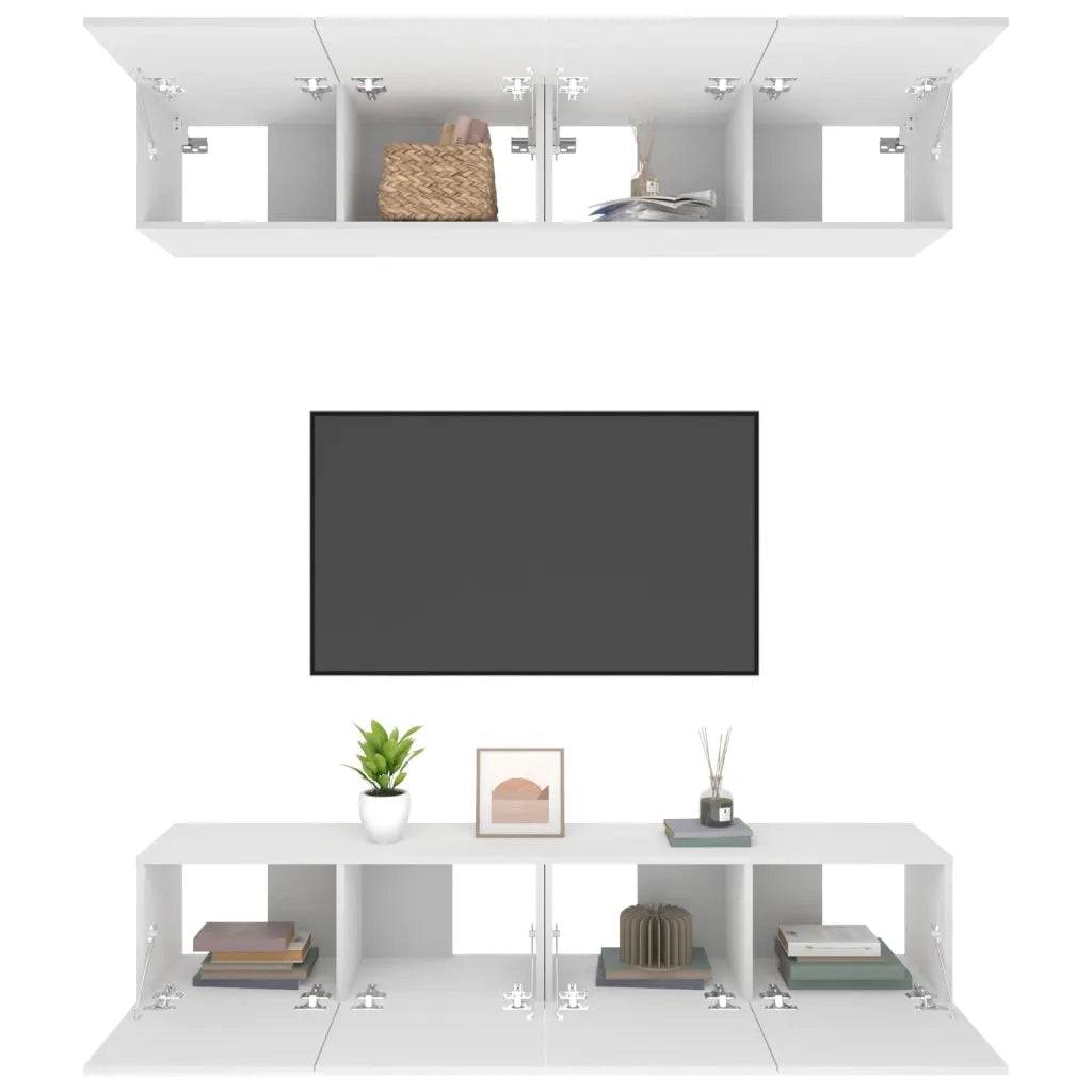 Mobili TV 4 pz Bianchi 80x30x30 cm in Legno Multistrato 3114182