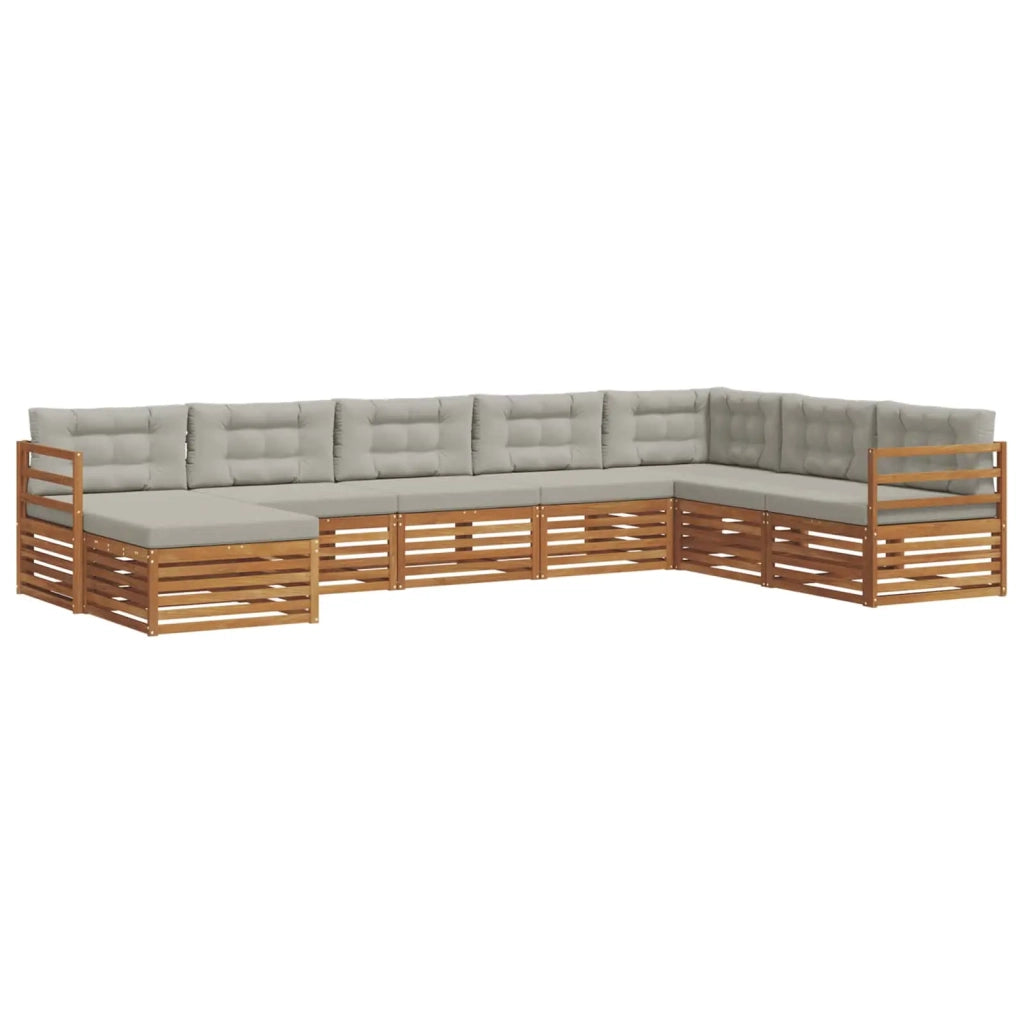 Set di divani da esterno 8 pcs Grigio Naturale e Chiaro