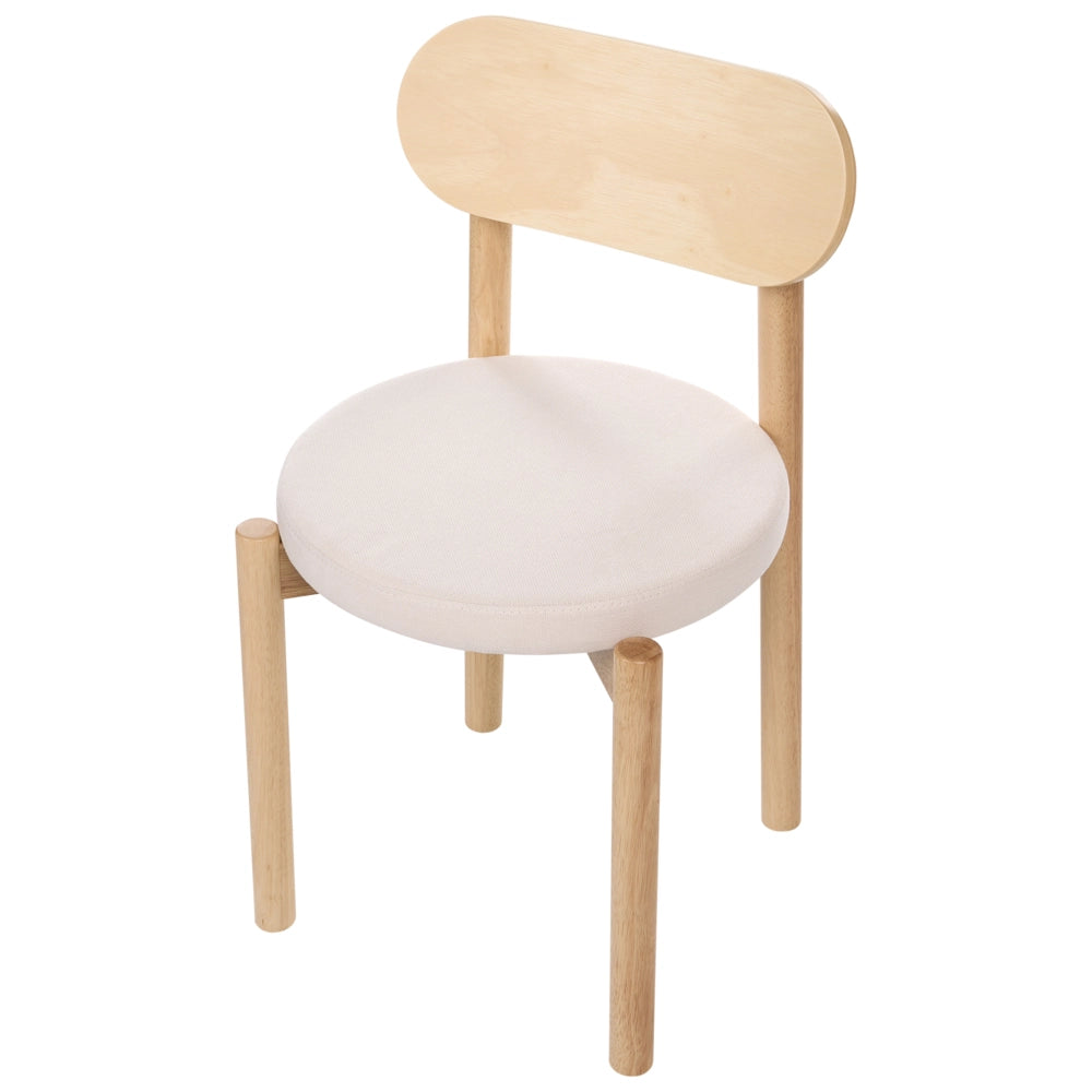 Set di 2 sedie da pranzo in tessuto beige chiaro con struttura in legno di gomma marrone chiaro senza braccioli in stile scandinavo