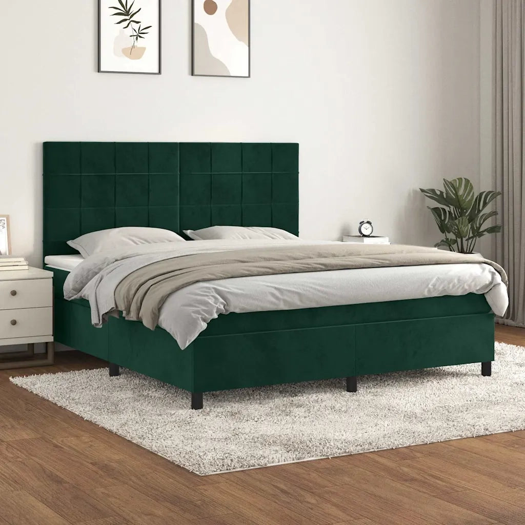 Giroletto a Molle con Materasso Verde Scuro 180x200 cm Velluto 3143040