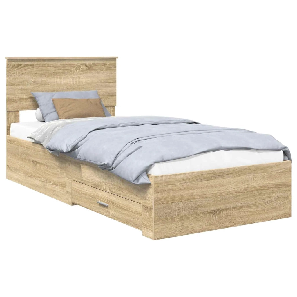 Struttura del letto Rovere Sonoma 90 x 190 cm Legno multistrato