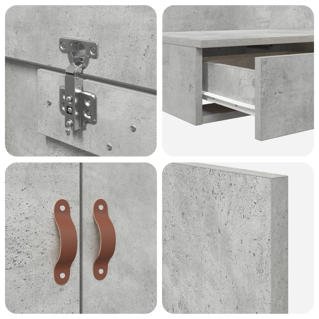 Struttura Letto con Contenitore Grigio cemento 90x200 cm