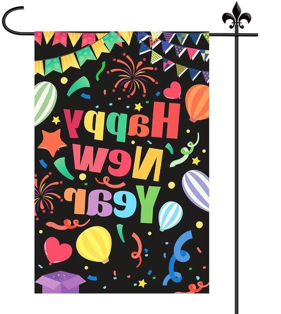 Decorazione per Giardino Gelukkilo Natale 45x30cm - Doppia Faccia - Parole Colorate - Confetti Disegno - Decorazione Festiva d'Inverno.