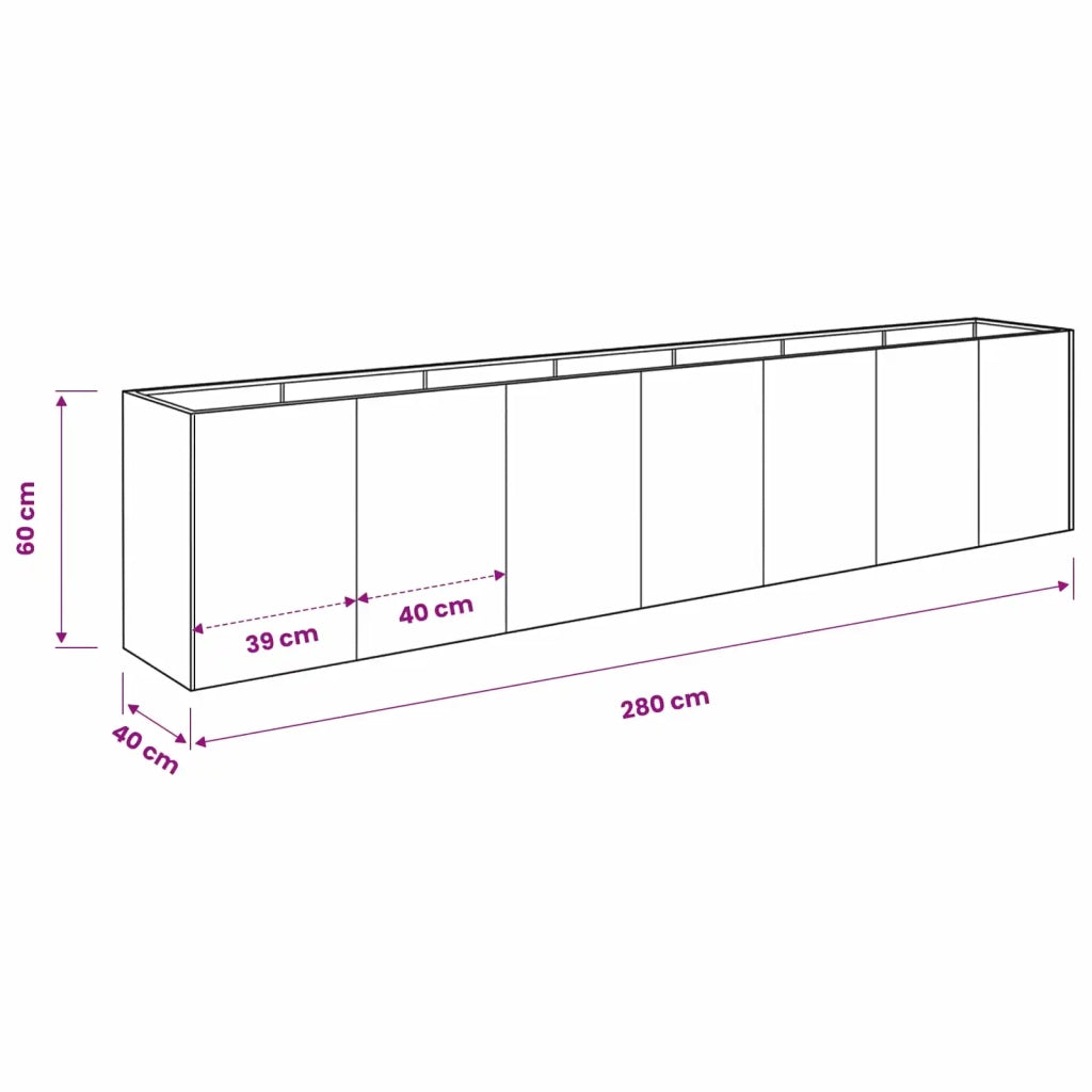 Vaso da giardino Bianco 280 x 40 x 60 cm 8005905