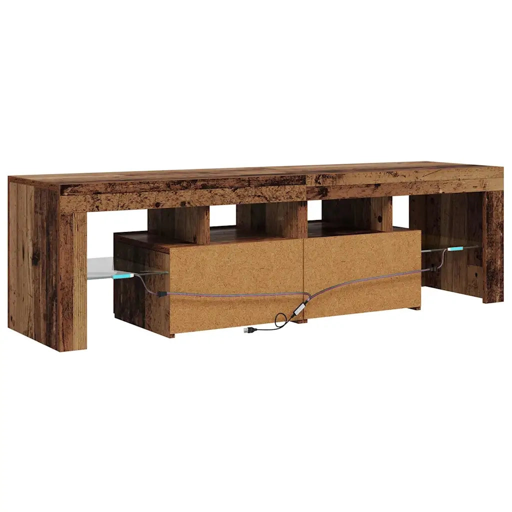 Mobile Porta TV con LED Legno Antico 140x36,5x40 cm Multistrato