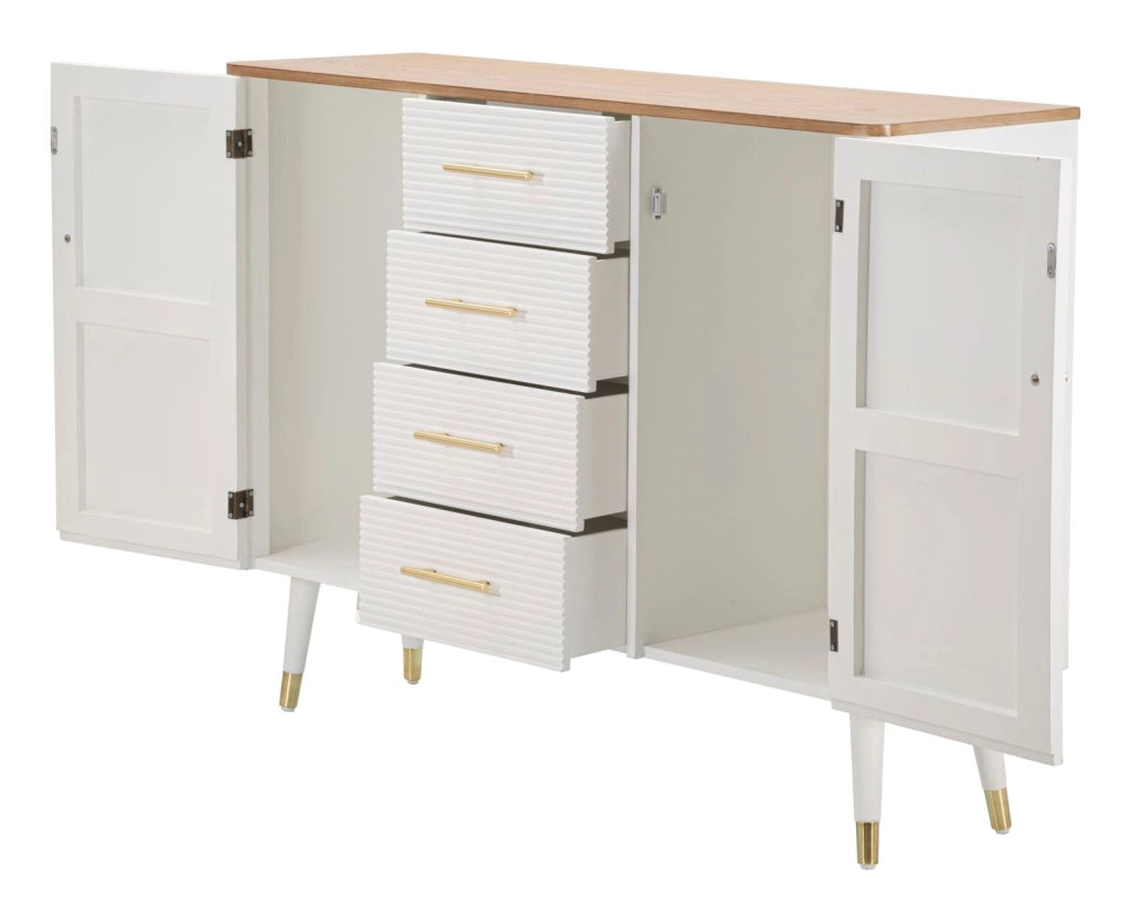 Mobile Matera 117x90x37 cm in Legno MDF e Ferro Bianco/Marrone