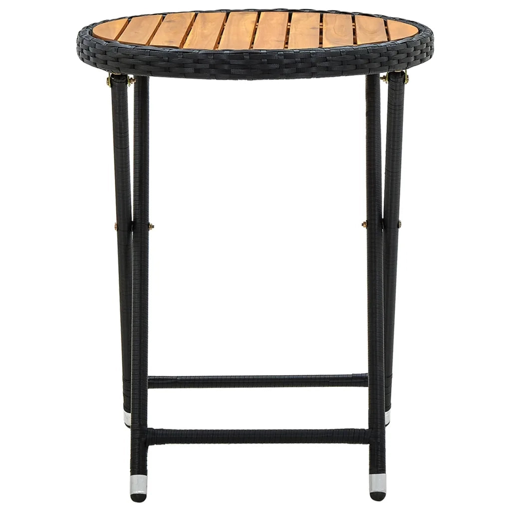 Tavolino da TÃ¨ Nero 60 cm in Polyrattan e Massello di Acacia cod mxl 34211