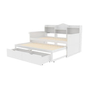 Letto estraibile singolo 90×200 cm con 2 cassetti; vano portaoggetti; USB; senza materasso; bianco