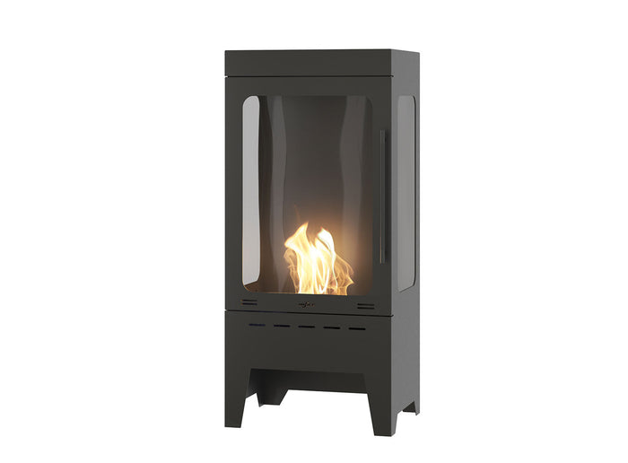 Camino a Bioetanolo da Pavimento 50x110x37,5 cm Incoza 3 Nero con Vetro