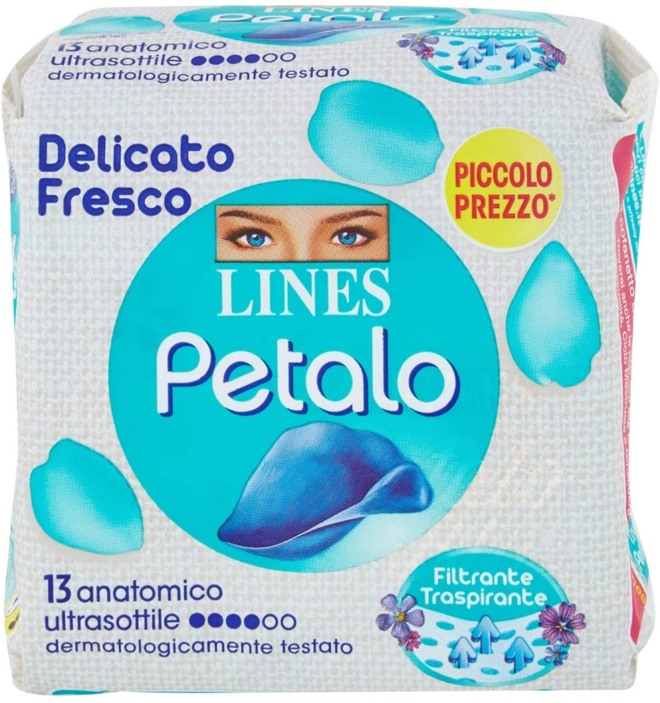 LINES PETALO BLU ASSORBENTE ANATOMICO ULTRASOTTILE DELICATO FRESCO 13 PZ